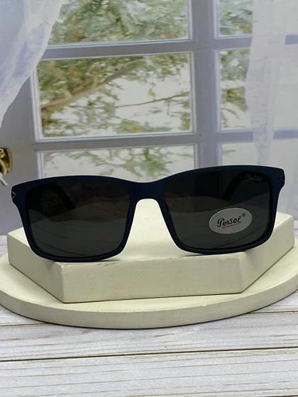 خرید عینک آفتابی پرسول مدل P6805 فریم کائوچو رنگ سورمه‌ای و نوک‌مدادی