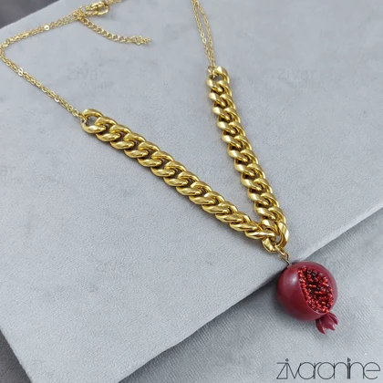 گردنبند کارتیر طلایی با آویز انار 50073