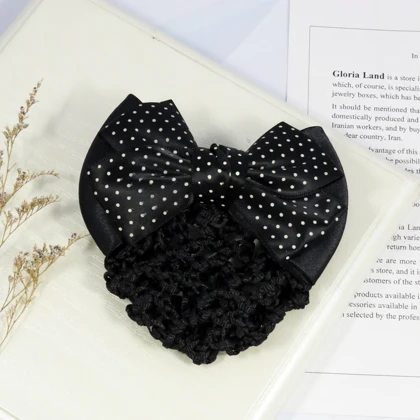 گیره مو زنانه مدل خال‌خال کیسه دار کد G_Lnd_3175