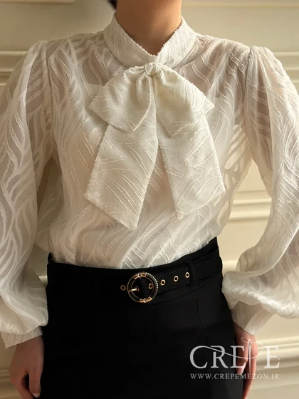 شومیز دوتیکه حریر پاپیونی