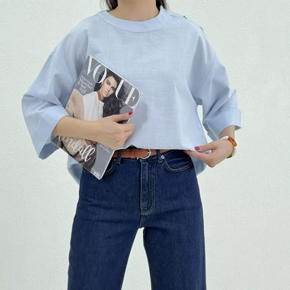 بلوز زنانه سرشانه دکمه