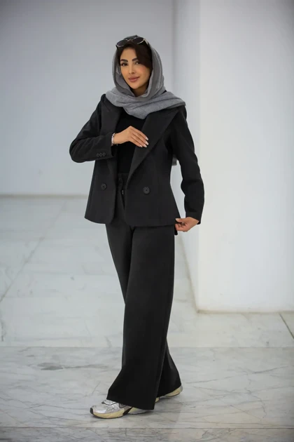 کت زنانه یقه بلیزر بغل چاک