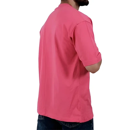 تیشرت ساده آستین کوتاه مردانه صورتی مدل پنبه دونخ