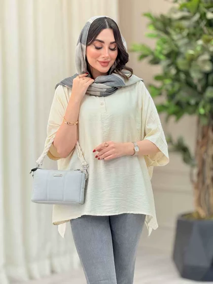 مانتو پانچ یقه دو دکمه