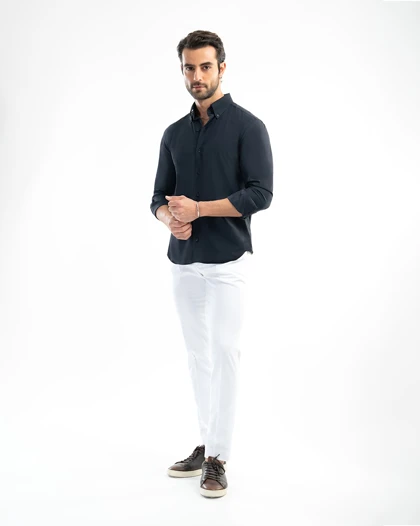 ام کی کالکشن پیراهن آستین بلند mk-23577-navy-blue