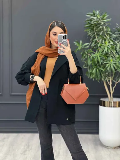 مانتو لینن جیب کج پشت پاگن