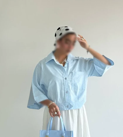 شومیز باکسی تک جیب مدل بهارا کد 50266