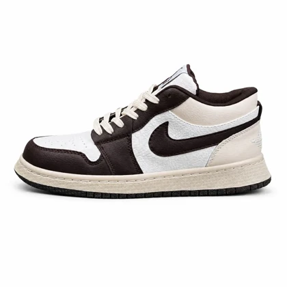 کفش کتانی زنانه مدل جردن وان کرم قهوه ای سفید Nike Air Jordan1
