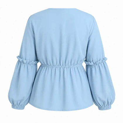 بلوز زنانه وینتیج آبی یقه باز برند PinkShadow italy سایز 38 تا 42 کد 3269