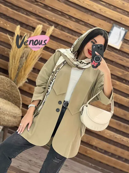 مانتو لینن یقه کراواتی