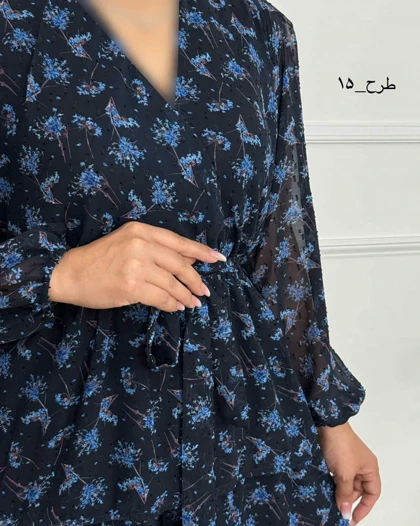 پیراهن الارا کد 094 ( حریر طرحدار طبقه‌ای )