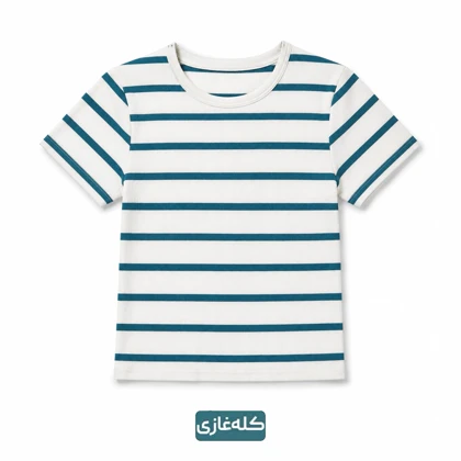 کراپ زنانه کبریتی طرح راه راه یقه گرد فری سایز کد 295499