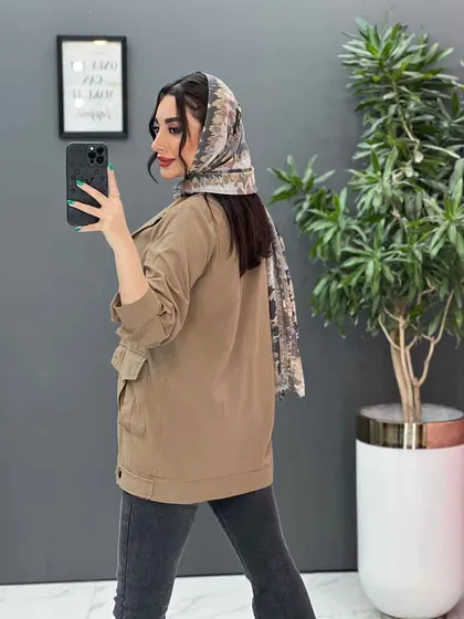 مانتو لینن آستین پاگن دو جیب