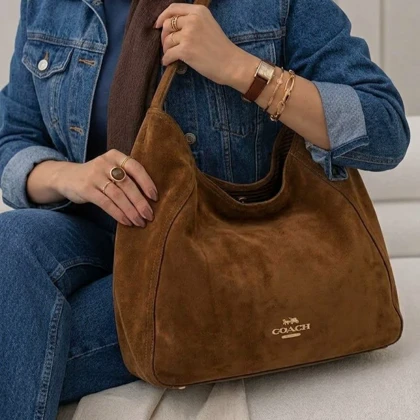 کیف زنانه دوقلو COACH (کوچ) کویین قهوه‌ای جیر