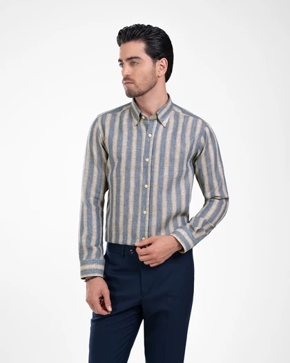ام کی کالکشن پیراهن آستین بلند mk-22282-blue