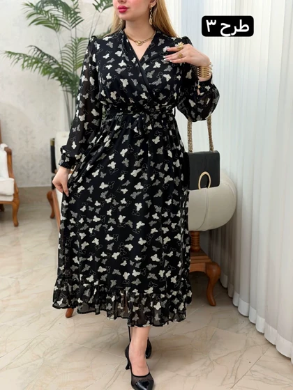 پیراهن حریر پایین چین 3760