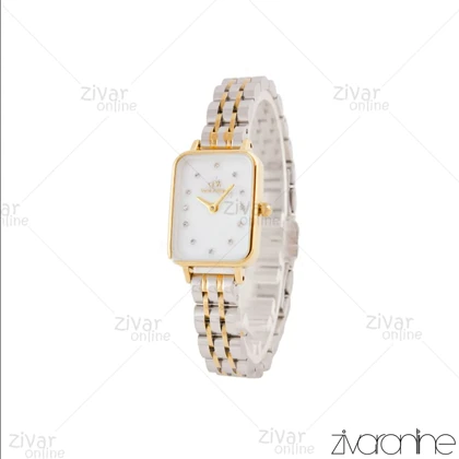 ساعت دنیل ولینگتون کوادرو زنانه طلایی نقره ای صفحه سفید نگین‌دار 105605