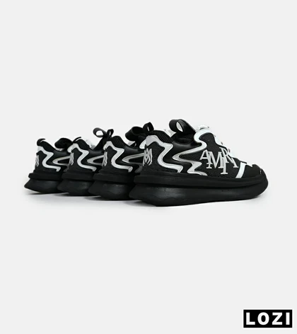 کفش کتانی مشکی سفید AMIRI MA1 Leather