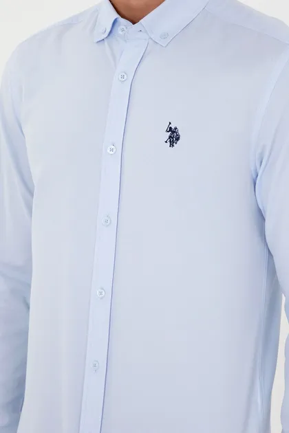 پیراهن پایه آستین بلند آبی روشن مردانه 50296777-VR003 1053865