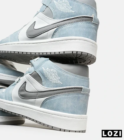 کفش کتانی ساق‌دار مردانه و زنانه سفید آبی طوسی NIKE jordan 1 مدل 6564