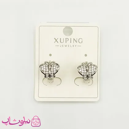 گوشواره حلقه‌ای ژوپینگ مدل پروانه نقره ای