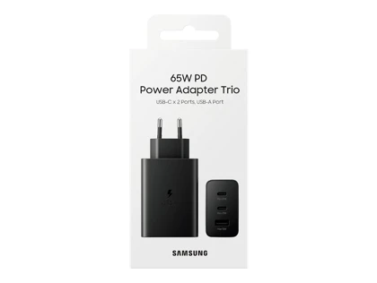 شارژر دیواری اصلی سه پورت 65 وات سامسونگ Samsung EP-T6530NBEGEU Power Adapter