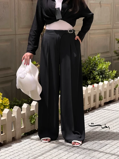 شلوار بگ پارچه ای کمربندی