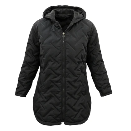 کاپشن زنانه کلاه دار مشکی B1