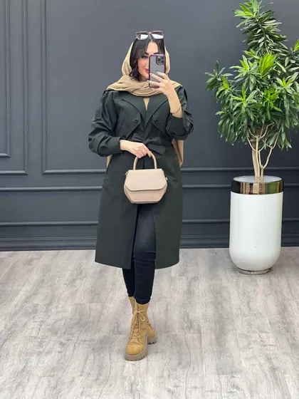 بارانی بلند ژیله دو دکمه