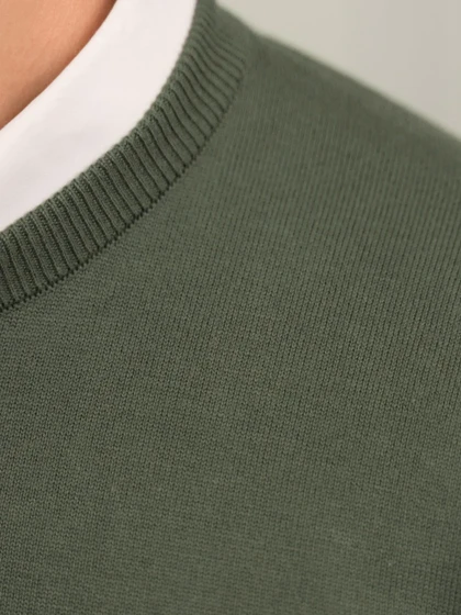 بافت یقه گرد سبز زیتونی sh390