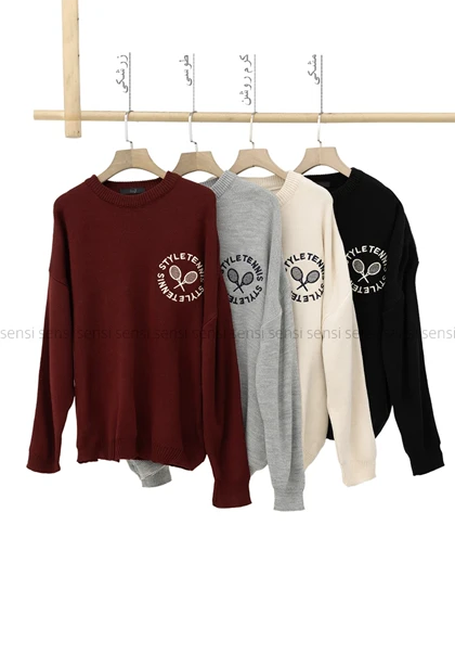 بافت یقه گرد گلدوزی تنیس کد1004903