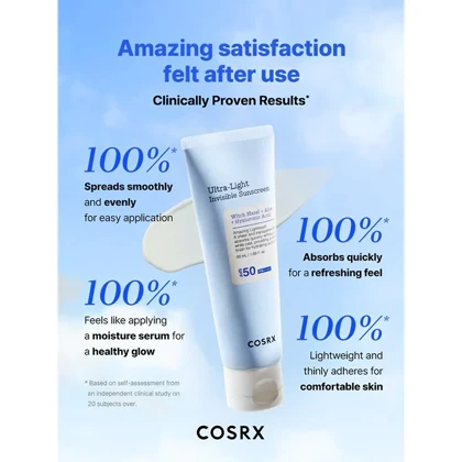 ضد آفتاب سبک و جذب سریع کوزارکس، COSRX مدل Ultra-Light SPF50 مناسب انواع پوست حجم 50 میلی‌لیتر