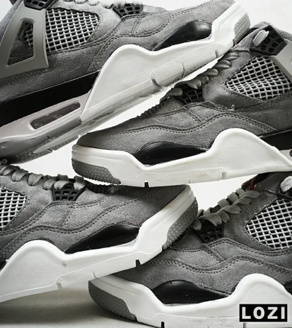 کفش کتانی ساق‌دار مردانه طوسی سفید Nike air jordan 4