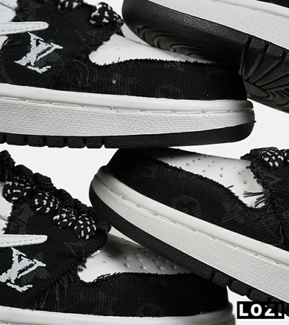 کفش کتانی مردانه و زنانه مشکی سفید NIKE LOUIS VUITTON x travis scott