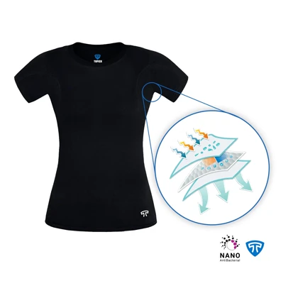 تیشرت نانو آنتی باکتریال ضدتعریق یقه بسته زنانه مشکی