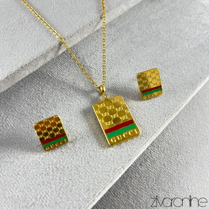 نیم ست طرح گوچی طلایی 10177