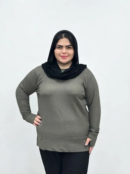 بلوز آستین بلند کبریتی فینگردار زنانه سایز بزرگ