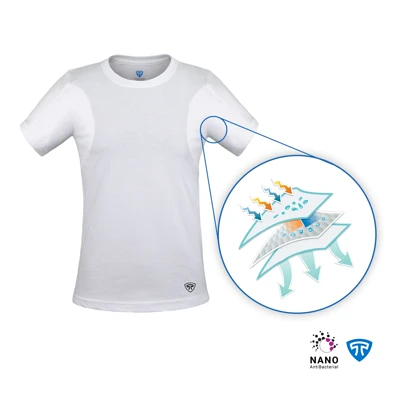 تیشرت نانو آنتی باکتریال ضدتعریق مردانه یقه گرد سفید