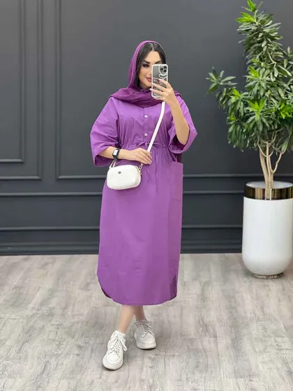 مانتو پیراهنی بلند جلو دکمه