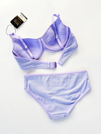 ست شورت و سوتین فنر دار نخ پنبه طرح راه راه آنیت Anit