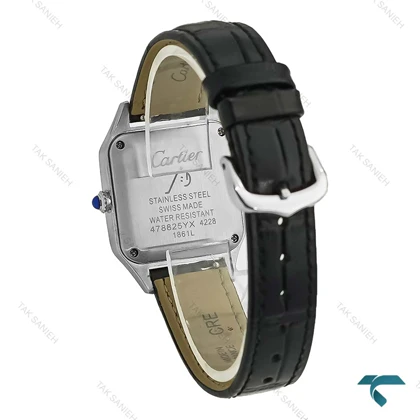 ساعت کارتیه دومونت زنانه دورنگ رزگلد بند چرم مشکی اسمال Cartier-8307-L