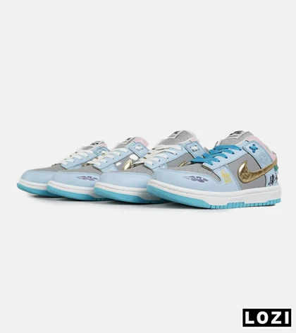 کفش کتانی مردانه و زنانه آبی طوسی طلایی نایک NIKE Dunk Low Remastered
