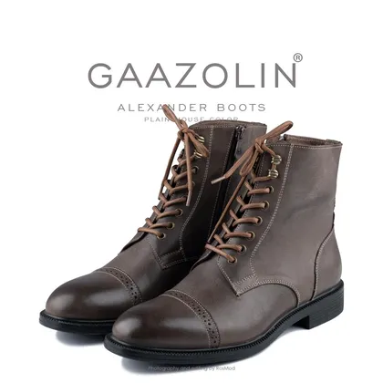 بوت اسکندر گازولین قهوه‌ای کلاسیک - GAAZOLIN Alexander Boots Smooth Plain Mouse