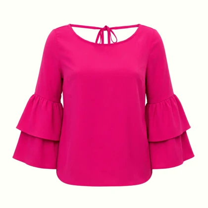 بلوز زنانه مجلسی صورتی مدل وینتیج اروپایی Bershka مراکش سایز 36 تا 40 کد 3274