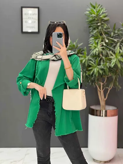 مانتو کتان یقه آمریکایی