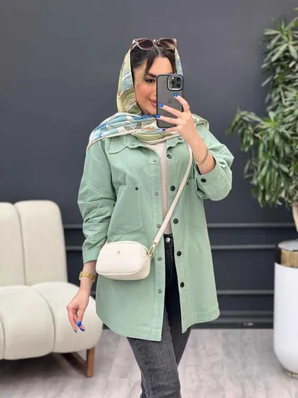 مانتو لینن دو جیب پایین هلال آلا