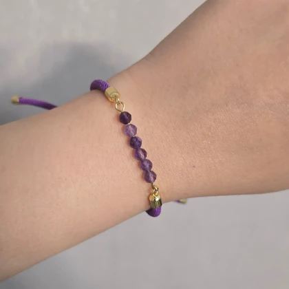 دستبند و گردنبند سنگ آمیتیست قلبی و تراش کریستالی