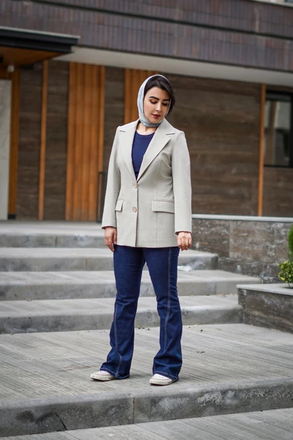 کت رسمی زنانه رنگ طوسی مدل 1-11
