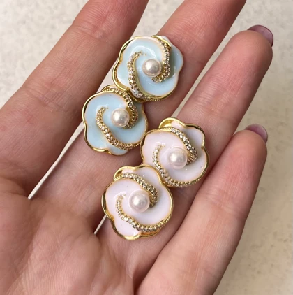 گوشواره میناکاری رز