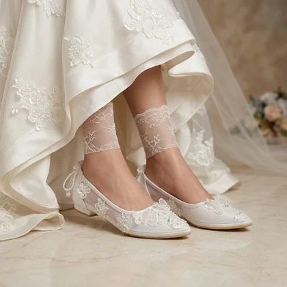 کفش عروس زنانه تخت کد 611